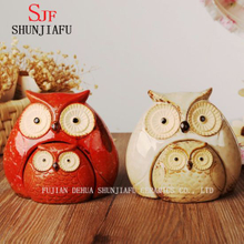 The Owl Family Ceramic Lovely Creative Crafts Ornements Home (rouge et jaune)