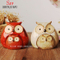 The Owl Family Ceramic Lovely Creative Crafts Ornements Home (rouge et jaune)