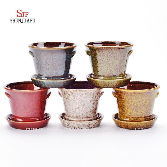 Pot de fleurs succulentes en céramique à base de glaçage coulant en céramique
