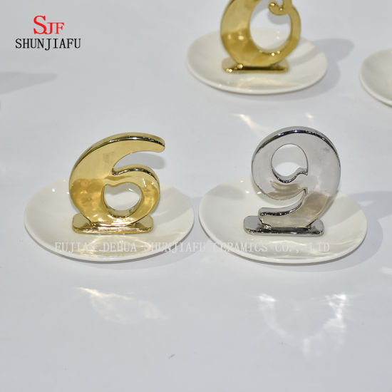 Lettres Forme Bijoux Affichage Collier Boucle D'oreille Bracelet Titulaire Organisateur Rack Tour Galvanoplastie Céramique