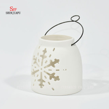 Lanterne de tempête de lampe de thé en céramique blanche