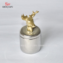 Boîte en céramique en forme d'antilope, boîte à bijoux