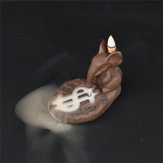 Brûleur d'encens à refoulement d'éléphant, encens à reflux en céramique créative pour la décoration de la maison