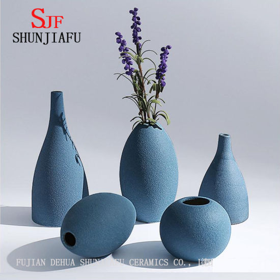 Vase en céramique bleu et noir mat moderne de style européen
