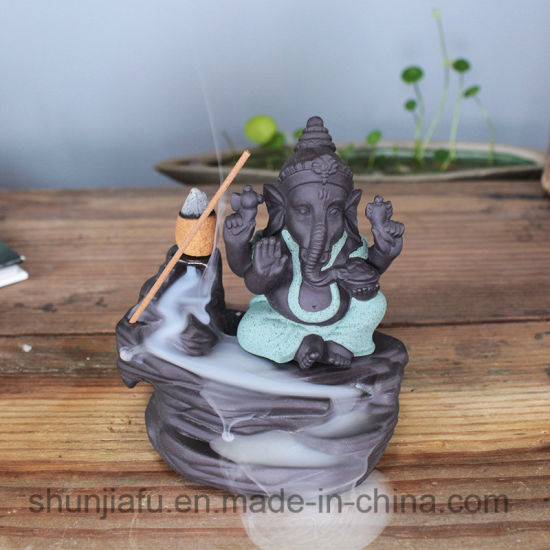 Brûleur d'encens en céramique Ganesh pour la décoration