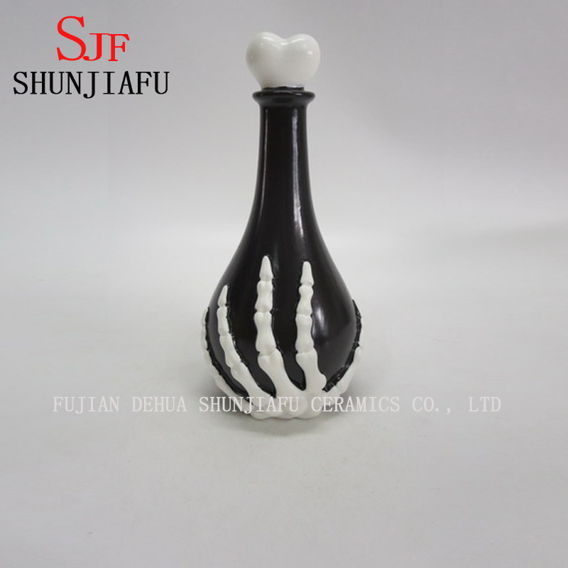 Bouteille d'ornements de cr&acirc;ne de souvenir en c&eacute;ramique