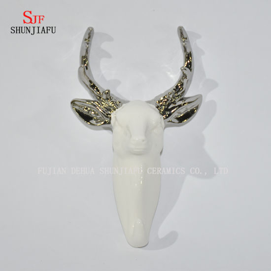 Décoration en céramique de décor de mur de tête de cerf de taxidermie / corne d'antilope de galvanoplastie