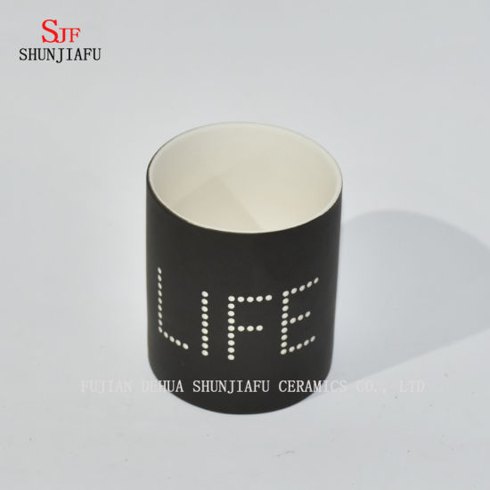 Bougie en céramique de conception de lettre noire de nouveau design