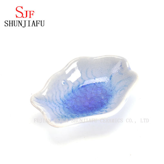 Cuillère de dégustation en porcelaine de couleur blanche de plat de sauce en céramique en forme de cuillère