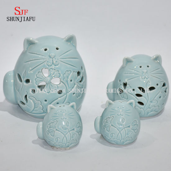 Bougeoirs en céramique de forme de chat / salière et poivrière / cadeau