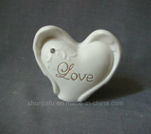 Décorations pour la maison en porcelaine en forme de coeur avec cristal artificiel, blanc