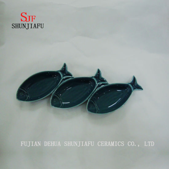 Stock Show 3PCS plaques en céramique polyvalentes R, soucoupes en porcelaine multicolore bol ensemble de vaisselle pour vinaigre / salade sauce soja / Wasabi / Chili Oil-Ocean Series