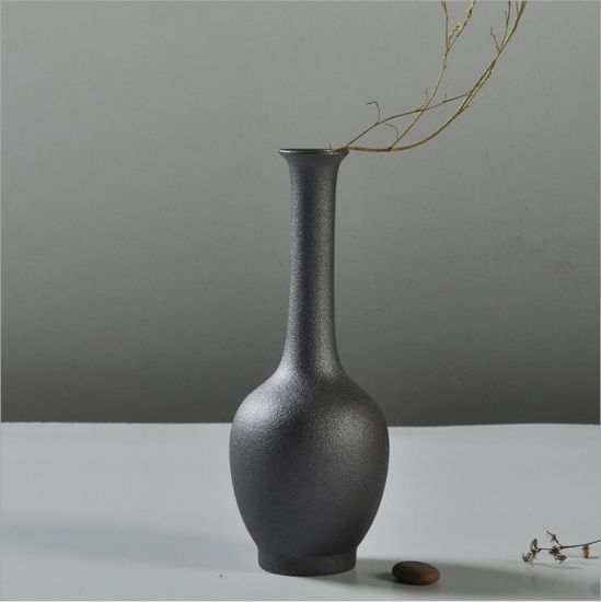 Articles d'ameublement d'ornement de ménage de vase noir en céramique