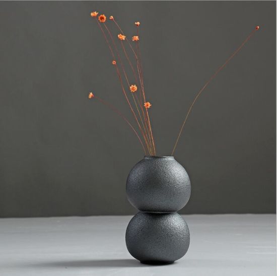 Vases en céramique de porcelaine, bouteille de fleuret noir en céramique