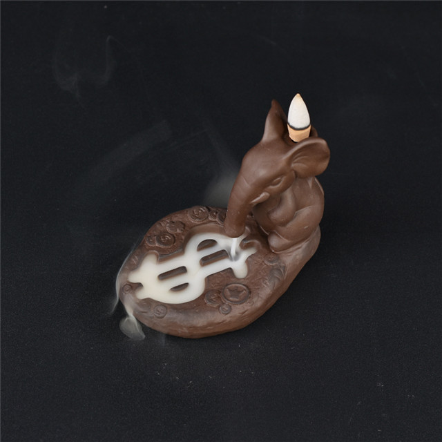 Brûleur d'encens à refoulement d'éléphant, encens à reflux en céramique créative pour la décoration de la maison