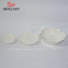 Plat blanc en céramique en forme de lotus pour la cuisine / la vaisselle