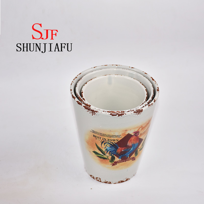 Pot de fleurs de potiron d&eacute;coratif vintage de plante en c&eacute;ramique de 3 tailles