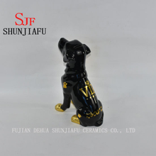 Tirelire en céramique en forme de chien créatif pour enfants, noir