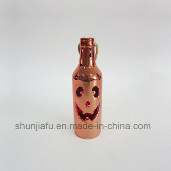 Décorations d'Halloween en céramique en forme de bouteille de vente chaude avec fonction LED