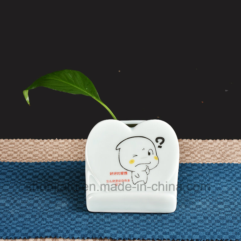 Support de t&eacute;l&eacute;phone portable de type vase en c&eacute;ramique dessin &agrave; la main