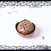 Porte-encens en poterie en forme de feuille de lotus
