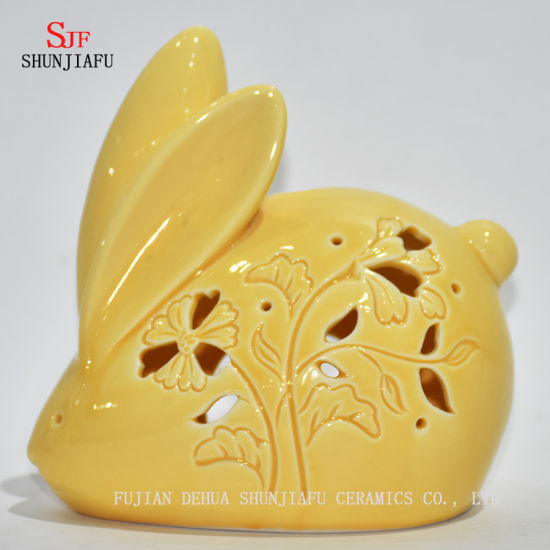 Little Yellow Rabbit Christmas Gifts & Decor Ensemble de bougeoirs en céramique