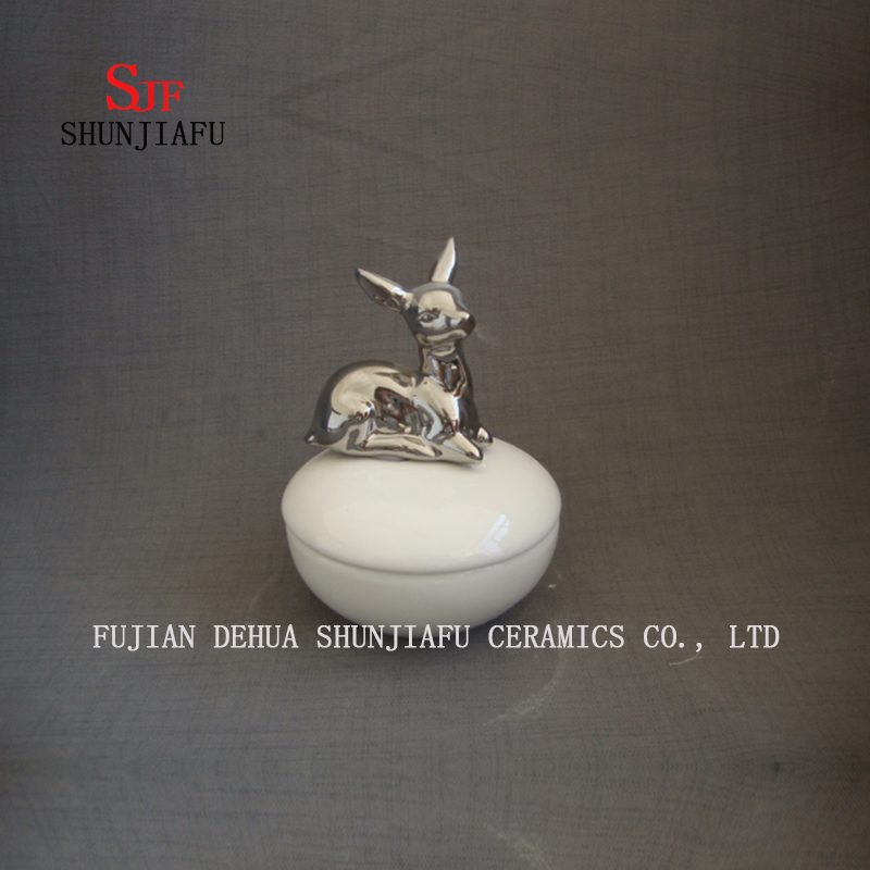 La bo&icirc;te &agrave; bijoux en c&eacute;ramique de cerf, bo&icirc;te de souvenir de bibelot en c&eacute;ramique