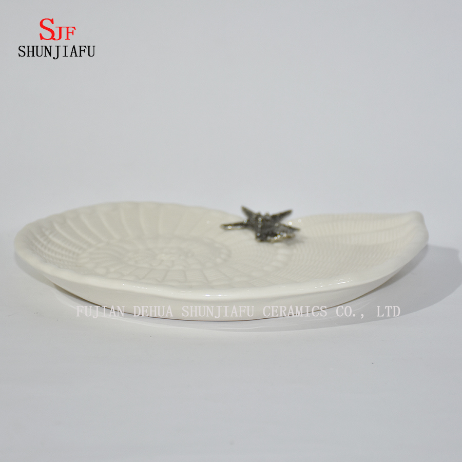 Plats &agrave; poisson en c&eacute;ramique Assiettes &agrave; d&icirc;ner polyvalentes - S&eacute;rie Ocean