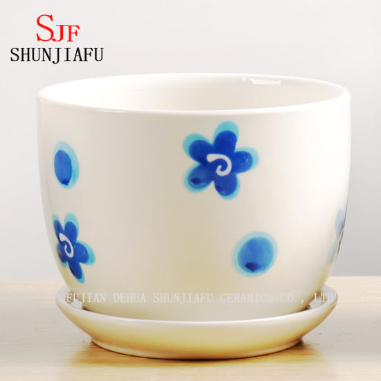 Pot de fleurs en céramique forme ronde lot de 3