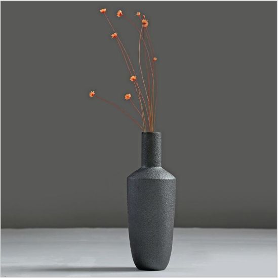 Vases en céramique de porcelaine, bouteille de fleuret noir en céramique