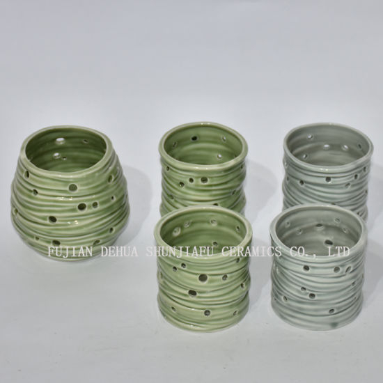 Bougeoirs en céramique pour décoration quotidienne vert