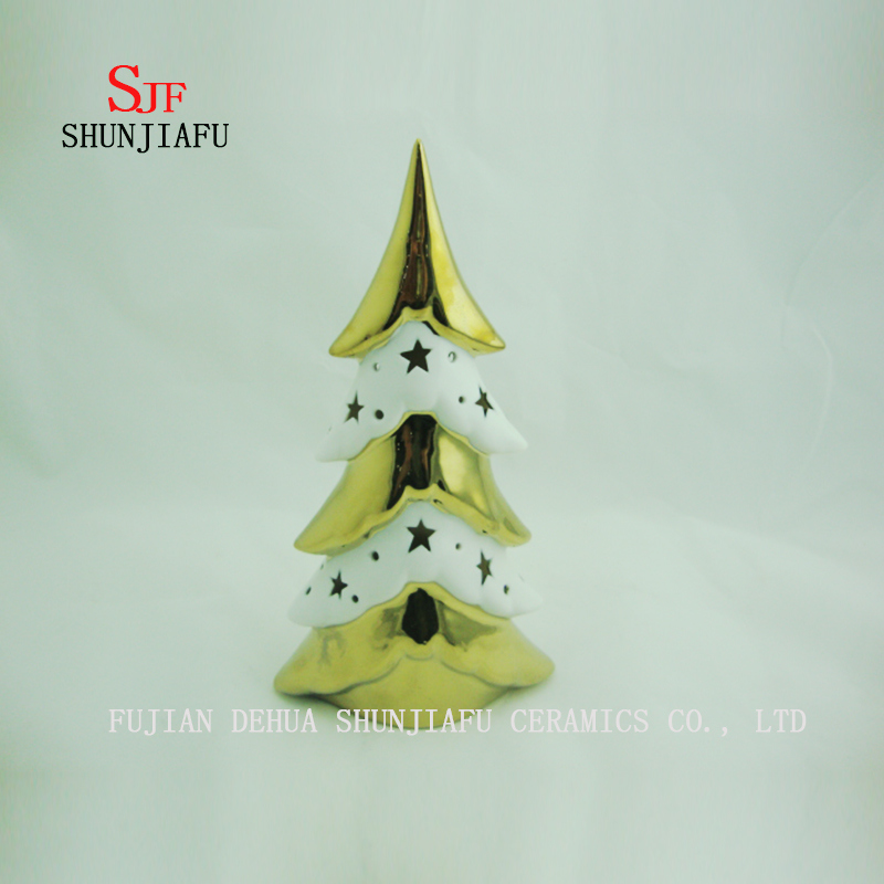 Arbre de No&euml;l de galvanoplastie en c&eacute;ramique allum&eacute; en c&eacute;ramique de table