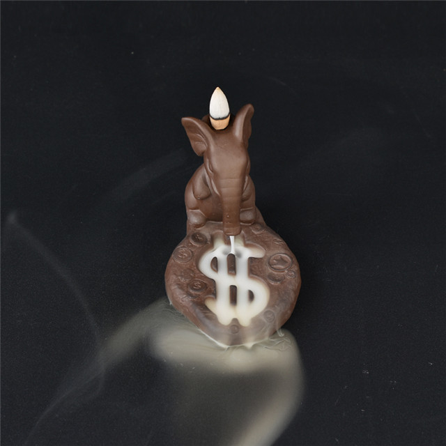 Brûleur d'encens à refoulement d'éléphant, encens à reflux en céramique créative pour la décoration de la maison