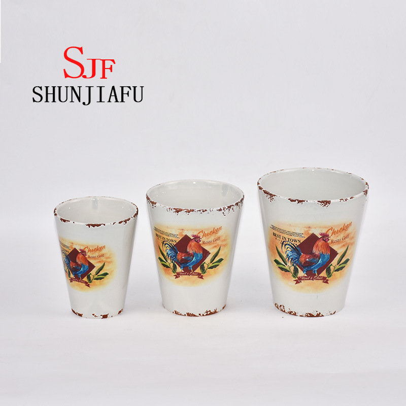 Pot de fleurs de potiron d&eacute;coratif vintage de plante en c&eacute;ramique de 3 tailles