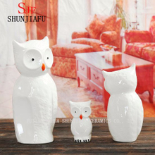 3 PCS / Set décoratifs décoratifs en céramique blanche créative de hibou décoratifs à la maison ornements