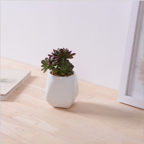 Articles d'ameublement de bureau mini pot de fleur blanc en céramique