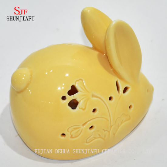 Little Yellow Rabbit Christmas Gifts & Decor Ensemble de bougeoirs en céramique