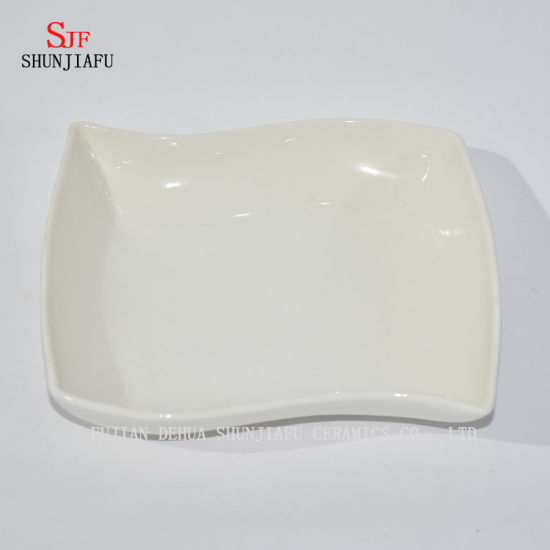 Assiette de service de vaisselle en porcelaine blanche assiette à trempette peinte pour apéritif, dessert, salade, collation, Sushi, fruits, pain - lot de 4
