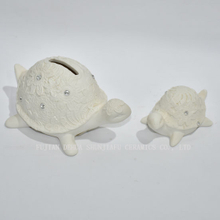 Petite tortue / conque avec avion de tirelire en céramique en cristal artificiel pour cadeau d'enfants