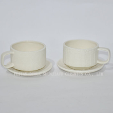 Tasses à café en céramique Shunjiafu avec soucoupe, blanc