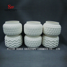 3 styles / vase géométrique fait main, pot de fleurs en céramique blanche / L