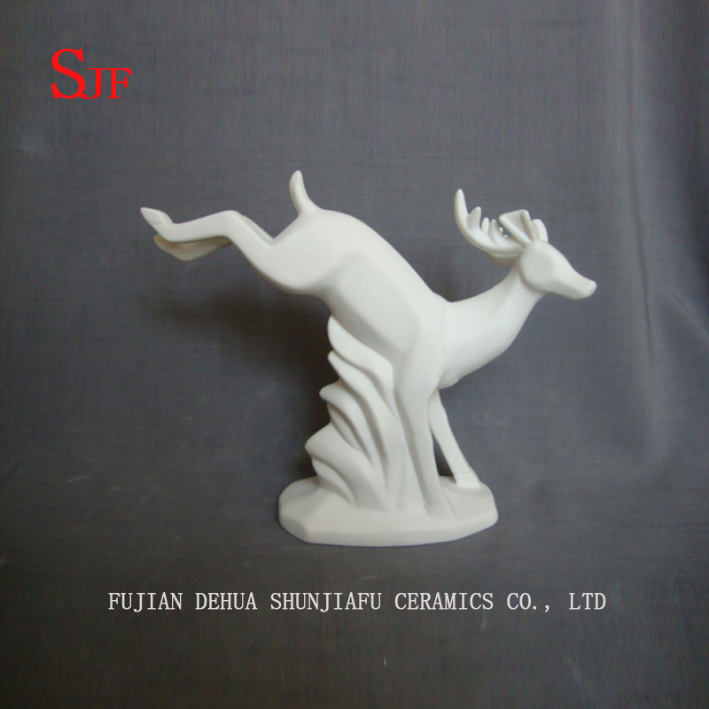 C&eacute;ramique blanche d&eacute;coration animaux Figurine Milu cerfs sculptures en porcelaine rennes artisanat no&euml;l