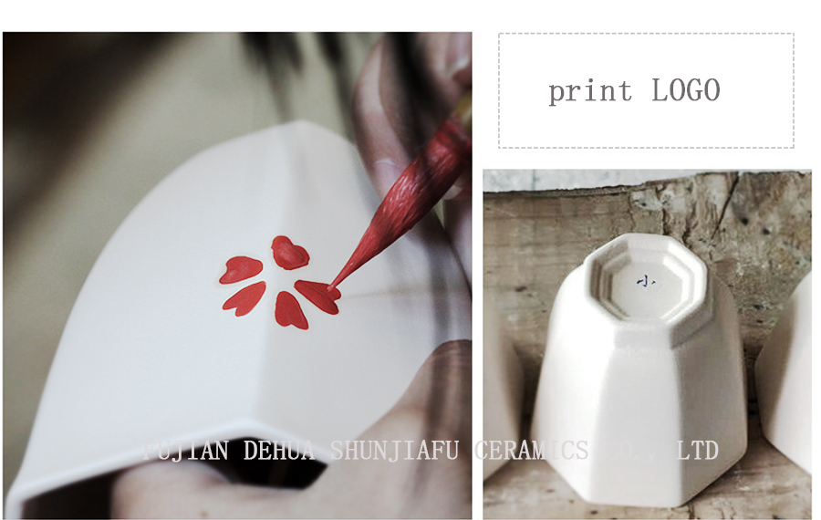 Tasse vitale de th&eacute; en porcelaine blanche brillante de haute cat&eacute;gorie, c&eacute;ramique de tasse d'octogone