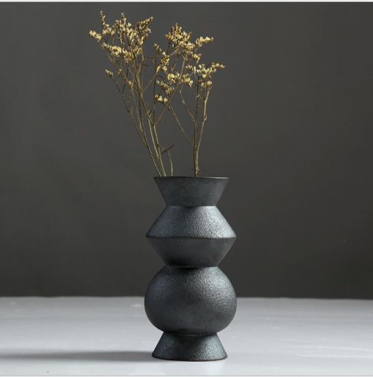 Vases en céramique de porcelaine, bouteille de fleuret noir en céramique