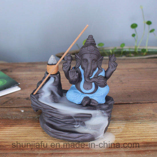 Brûleur d'encens en céramique Ganesh pour la décoration