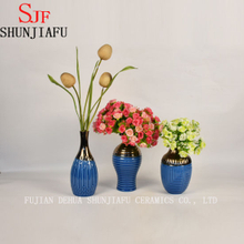 Petit vase à fleurs en céramique de style haut de gamme pour la décoration de la maison (bleu)