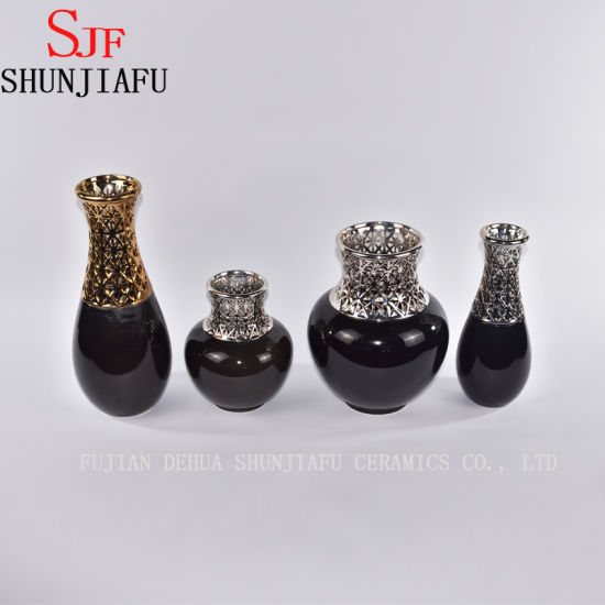 Petit vase à fleurs en céramique de style Morden pour la décoration intérieure (noir)