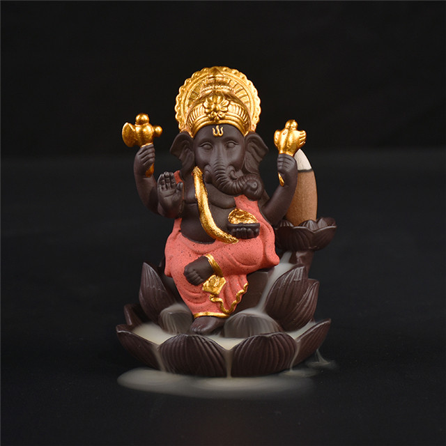 Gueues de style assis ganesha brûleur encens en céramique brûleur de brûleur 