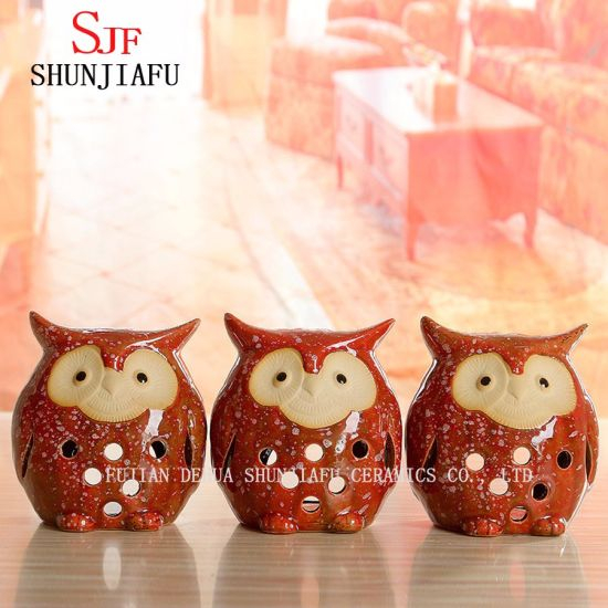 Lot de 3 petites figurines de hiboux en céramique décoration de la maison cadeau décoratif à la maison