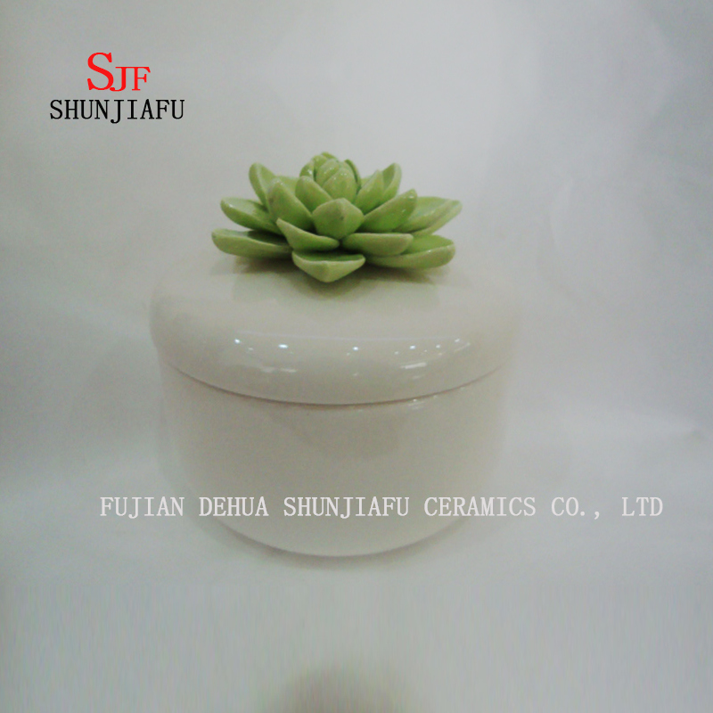 Petite bo&icirc;te &agrave; bagues en c&eacute;ramique &agrave; fleur verte Bo&icirc;te &agrave; bijoux Rouge